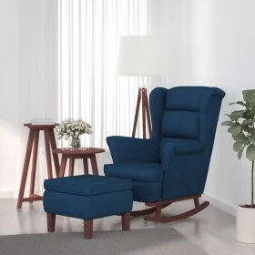 Schaukelstuhl mit Holzbeinen und blauem Samthocker von vidaXL, Schaukelstühle - Ref: Foro24-3121229, Preis: 270,52 €, Rabatt: %