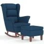 Schaukelstuhl mit Holzbeinen und blauem Samthocker von vidaXL, Schaukelstühle - Ref: Foro24-3121229, Preis: 270,52 €, Rabatt: %