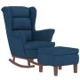 Sillón mecedora patas madera y taburete terciopelo azul de vidaXL, Mecedoras - Ref: Foro24-3121229, Precio: 270,51 €, Descuen...