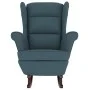Sillón mecedora patas madera y taburete terciopelo azul de vidaXL, Mecedoras - Ref: Foro24-3121229, Precio: 270,51 €, Descuen...