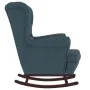 Rocking chair with wooden legs and blue velvet stool by vidaXL, Rocking chairs - Ref: Foro24-3121229, Price: 270,52 €, Discou...