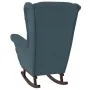 Schaukelstuhl mit Holzbeinen und blauem Samthocker von vidaXL, Schaukelstühle - Ref: Foro24-3121229, Preis: 270,52 €, Rabatt: %