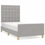 Light gray fabric bed frame with headboard 100x200 cm by vidaXL, Beds and slatted bases - Ref: Foro24-3125357, Price: 143,53 ...