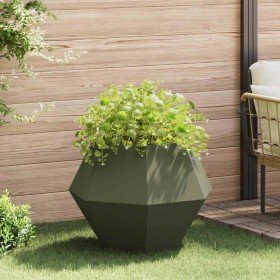 Jardinera Verde Oliva 75 x 75 x 60 cm Acero en Maceteros y jardineras | Comprar online en Foro24