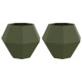 Jardinera 2 pcs Verde Oliva 75 x 75 x 60 cm Acero