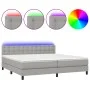 Boxspringbett mit Stoffmatratze und hellgrauer LED 200x200 cm von vidaXL, Betten und Lattenroste - Ref: Foro24-3133501, Preis...