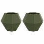 Jardinera 2 pcs Verde Oliva 50 x 50 x 40 cm Acero