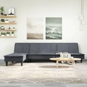 L-förmiges Schlafsofa aus dunkelgrauem Samt, 255 x 140 x 70 cm von vidaXL, Sofas - Ref: Foro24-3157261, Preis: 434,09 €, Raba...