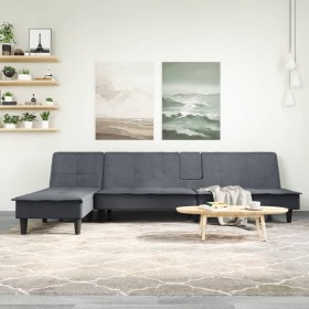 L-förmiges Schlafsofa aus dunkelgrauem Samt, 255 x 140 x 70 cm von vidaXL, Sofas - Ref: Foro24-3157261, Preis: 424,52 €, Raba...