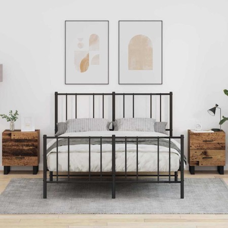 Armario de Noche con cajón 2 pcs Madera vieja 40 x 35 x 47.5 cm