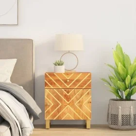 Mesita de noche madera maciza mango marrón y negro 50x33x60 c de vidaXL, Mesitas de noche - Ref: Foro24-356791, Precio: 65,75...
