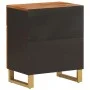 Mesita de noche madera maciza mango marrón y negro 50x33x60 c de vidaXL, Mesitas de noche - Ref: Foro24-356791, Precio: 65,75...