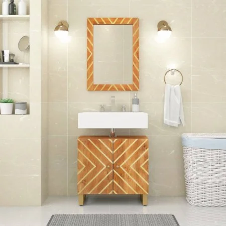 Bathroom mirror solid brown mango wood and glass 50x70x3 cm by vidaXL, Mirrors - Ref: Foro24-356814, Price: 47,58 €, Discount: %