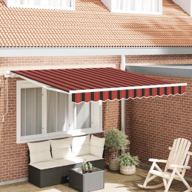Toldo Retráctil Rayado Naranja y Marrón 350 x 250 cm tela