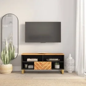 TV cabinet solid mango wood brown and black 100x33.5x46 cm by vidaXL, TV Furniture - Ref: Foro24-356799, Price: 68,34 €, Disc...