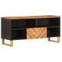 Mueble de TV madera maciza mango marrón y negro 100x33,5x46 cm de vidaXL, Muebles TV - Ref: Foro24-356799, Precio: 68,97 €, D...