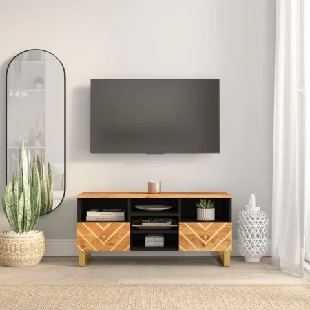 TV-Schrank aus massivem Mangoholz, braun und schwarz, 100 x 33,5 x 46 cm von vidaXL, TV-Möbel - Ref: Foro24-356801, Preis: 80...