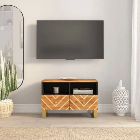 TV-Möbel aus braun-schwarzem Mangoholz, 70x33,5x46 cm. von vidaXL, TV-Möbel - Ref: Foro24-356784, Preis: 62,47 €, Rabatt: %