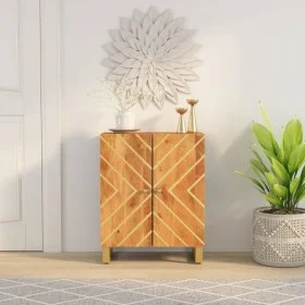 Beistellmöbel aus massivem Mangoholz braun/schwarz 60x33,5x75 cm von vidaXL, Sideboards - Ref: Foro24-356785, Preis: 127,79 €...