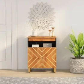 Beistellmöbel aus massivem Mangoholz braun/schwarz 60x33,5x75 cm von vidaXL, Sideboards - Ref: Foro24-356808, Preis: 107,99 €...