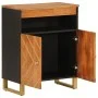 Beistellmöbel aus massivem Mangoholz braun/schwarz 60x33,5x75 cm von vidaXL, Sideboards - Ref: Foro24-356808, Preis: 107,99 €...