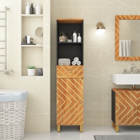 Mueble de baño madera maciza mango marrón negro 38x33,5x160 cm