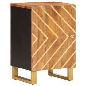 Mueble de baño madera maciza mango marrón y negro 38x33,5x58 cm