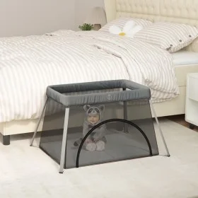 Playpen for babies with dark gray linen fabric mattress by vidaXL, Baby Playpens - Ref: Foro24-10302, Price: 60,35 €, Discoun...