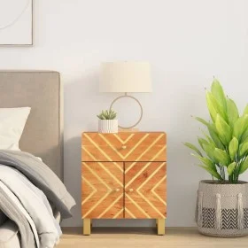 Mesita de noche madera maciza mango marrón y negro 50x33x60 c by vidaXL, Nightstands - Ref: Foro24-356794, Price: 63,27 €, Di...