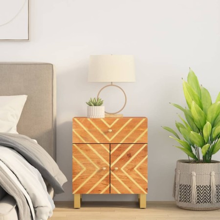 Mesita de noche madera maciza mango marrón y negro 50x33x60 c by vidaXL, Nightstands - Ref: Foro24-356794, Price: 63,91 €, Di...