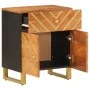 Mesita de noche madera maciza mango marrón y negro 50x33x60 c de vidaXL, Mesitas de noche - Ref: Foro24-356794, Precio: 63,25...