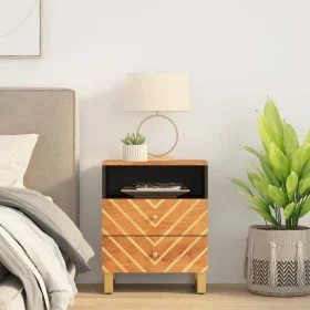 Nachttisch aus massivem Mangoholz, braun und schwarz, 50 x 33 x 60 cm von vidaXL, Nachttische - Ref: Foro24-356793, Preis: 64...