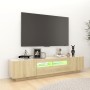 Armario TV con luces LED color roble Sonoma 180x35x40 cm