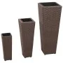 Raised garden pots 3 units brown synthetic rattan by vidaXL, Pots and planters - Ref: Foro24-40535, Price: 84,89 €, Discount: %