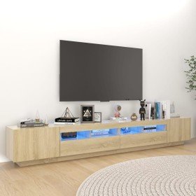 Armario TV con luces LED color roble Sonoma 260x35x40 cm en Muebles TV | Comprar online en Foro24