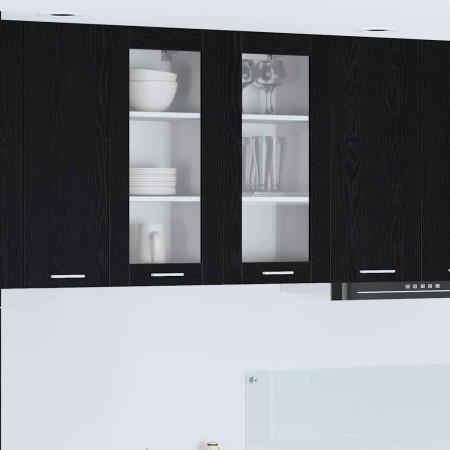 Mueble colgante con estante Riga Roble Negro 40 x 31 x 80 cm