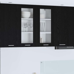 Mueble colgante con estante Riga Roble Negro 80 x 31 x 80 cm