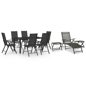 10-teiliges Garten-Esszimmerset in Schwarz und Anthrazitgrau von vidaXL, Gartensets - Ref: Foro24-3070645, Preis: 564,66 €, R...