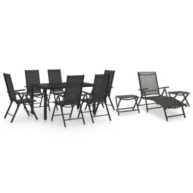 10-teiliges Garten-Esszimmerset in Schwarz und Anthrazitgrau von vidaXL, Gartensets - Ref: Foro24-3070645, Preis: 546,44 €, R...