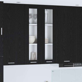 Mueble colgante con estante Riga Roble Negro 60 x 31 x 100 cm