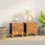 Zwei Nachttische aus massivem Mangoholz in Braun und Schwarz von vidaXL, Nachttische - Ref: Foro24-356780, Preis: 95,83 €, Ra...