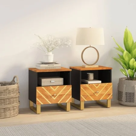 Bedside tables 2 pcs solid brown and black mango wood by vidaXL, Nightstands - Ref: Foro24-356790, Price: 78,31 €, Discount: %