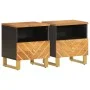 Bedside tables 2 pcs solid brown and black mango wood by vidaXL, Nightstands - Ref: Foro24-356790, Price: 78,31 €, Discount: %