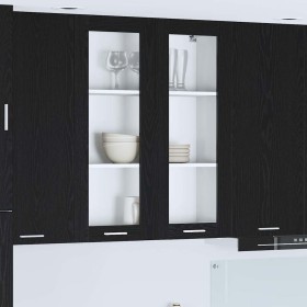Mueble colgante con estante Riga Roble Negro 80 x 31 x 100 cm