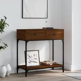 Engineered wood brown oak console table 75x34.5x75 cm by vidaXL, Side tables - Ref: Foro24-833402, Price: 58,71 €, Discount: %