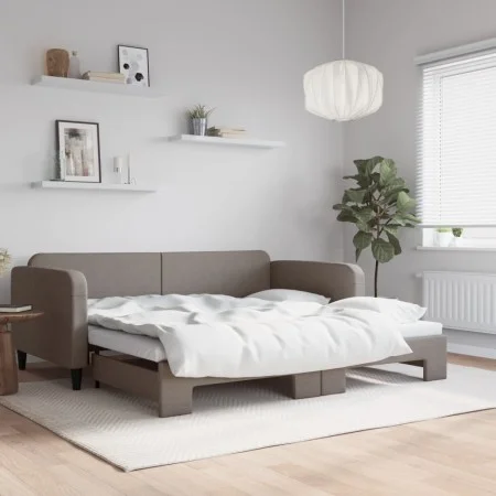 Trundle sofa bed taupe gray fabric 100x200 cm by vidaXL, Beds and slatted bases - Ref: Foro24-3196824, Price: 261,80 €, Disco...