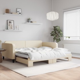 Sofá cama nido tela crema 100x200 cm de vidaXL, Camas y somieres - Ref: Foro24-3196825, Precio: 258,87 €, Descuento: %