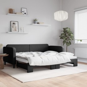 Black fabric trundle sofa bed 90x200 cm by vidaXL, Beds and slatted bases - Ref: Foro24-3196818, Price: 252,53 €, Discount: %