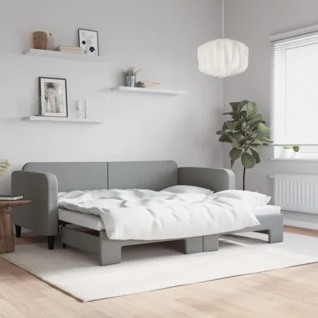Sofá cama nido tela gris claro 90x190 cm de vidaXL, Camas y somieres - Ref: Foro24-3196826, Precio: 245,74 €, Descuento: %