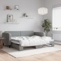 Trundle sofa bed light gray fabric 90x190 cm by vidaXL, Beds and slatted bases - Ref: Foro24-3196826, Price: 249,42 €, Discou...